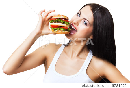woman biting hamburger 6781921