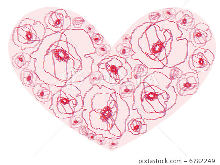 Vector illustration of pink heart with flowers - Stock Illustration ...