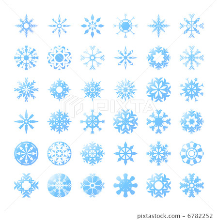 Vector illustration of thirty six blue snowflakes - Stock Illustration ...