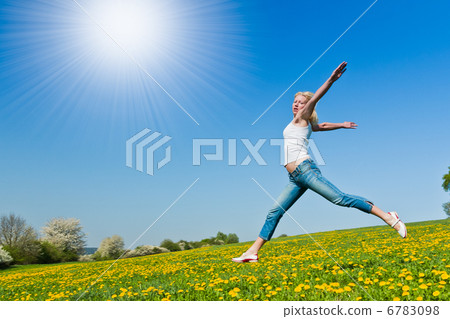 happy young woman on meadow happy young woman on meadow 6783098