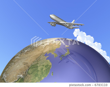 3D rendering image depicting a journey of a fun airplane 6783110