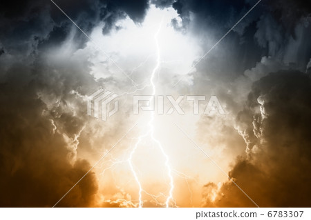 Stormy sky with lightning - Stock Illustration [6783307] - PIXTA