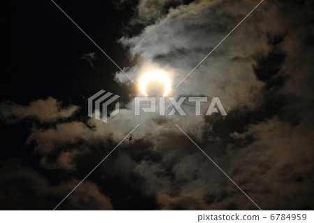 Ball ring solar eclipse and aircraft 6784959