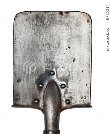Old shovel isolated on white background. Made in 1916 6785214