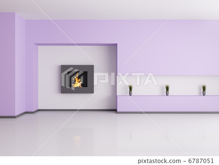 Emty interior with fireplace 3d render 6787051