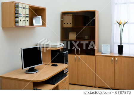 computer on a desk computer on a desk 6787873