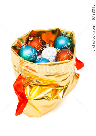 gold bag with Christmas balls gold bag with Christmas balls 6788099