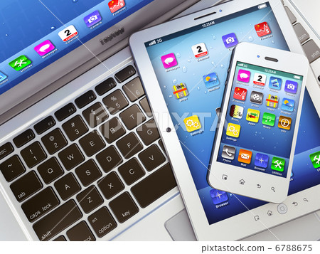 Laptop, mobile phone and digital tablet pc 6788675