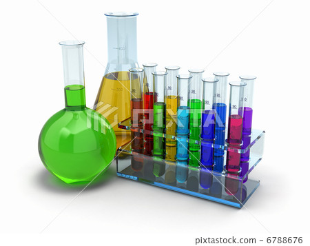 cientific research. Glass test tubes with reagent 6788676