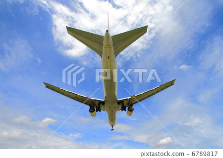 Look up at the airplane and blue sky Look up at the airplane and blue sky 6789817