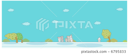 Trees and buildings in town 6795833