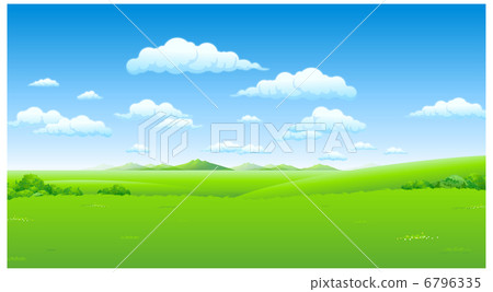 Green landscape with blue sky 6796335