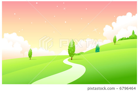 Curved path over green landscape 6796464