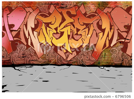 wall with graffiti on it 6796506