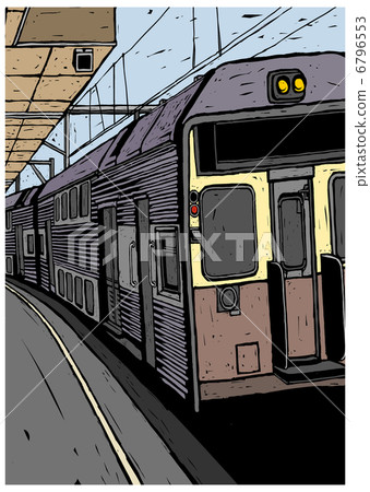 Subway train on a subway platform 6796553