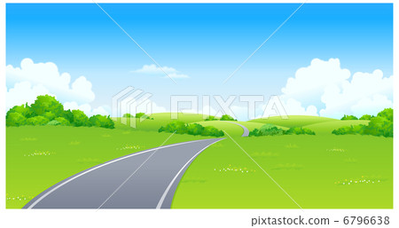 Curved Road over green landscape 6796638