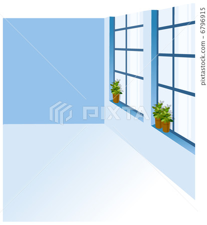 A potted plant on a window sill - Stock Illustration [6796915] - PIXTA