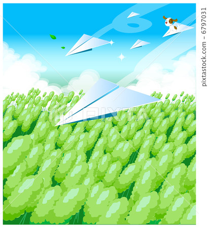 Paper airplanes over a field Paper airplanes over a field 6797031