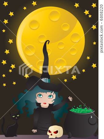 Vector illustration of witch cooking her potion      6808220