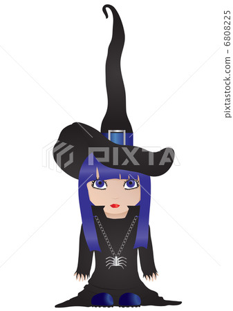 Vector illustration of little witch with violet hair Vector illustration of little witch with violet hair 6808225