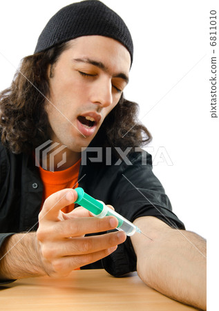 Drug addict during injection 6811010