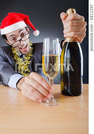 Drunken businessman after office christmas party 6811297
