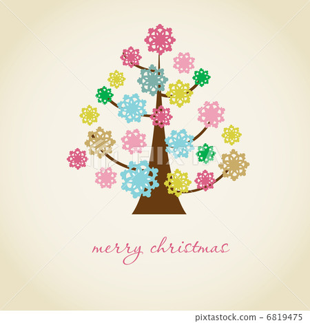 Christmas tree on paper background. Holiday vector card 6819475