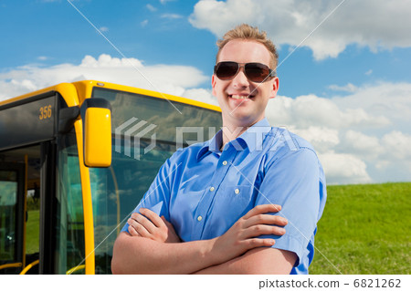 Driver in front of his bus Driver in front of his bus 6821262