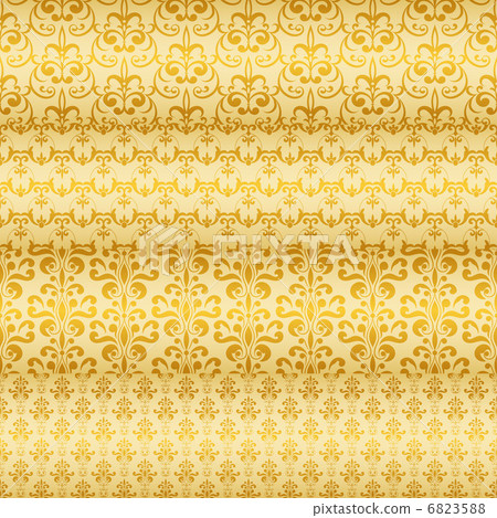 Vector Seamless Golden Floral Borders Vector Seamless Golden Floral Borders 6823588