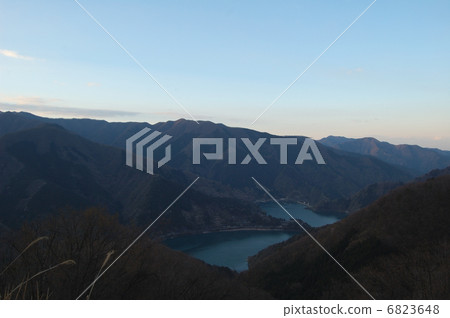 Okutama prefecture road · Moon Night view from Okutama Lake 1 parking lot 6823648