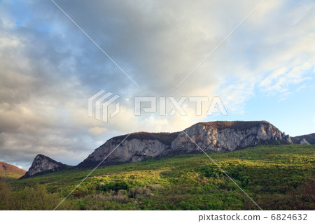 Evening spring mountains landscape (Crimea, Ukraine) Evening spring mountains landscape (Crimea, Ukraine) 6824632