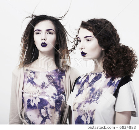 Individuality. Emo. Two Glamorous Modern Women. Trendy Brightly Makeup Individuality. Emo. Two Glamorous Modern Women. Trendy Brightly Makeup 6824888