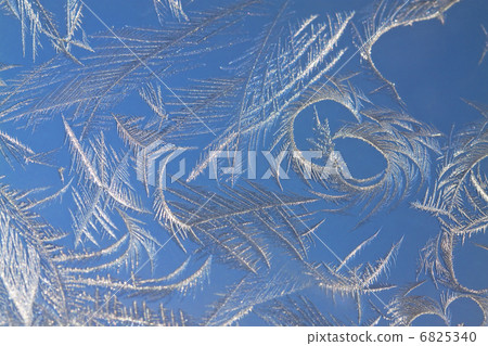 The abstract frosty pattern on glass The abstract frosty pattern on glass 6825340