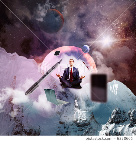 business man meditating business man meditating 6828665