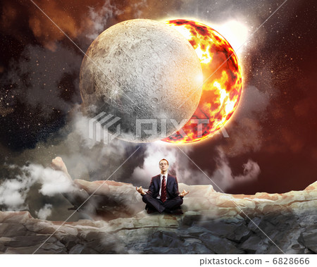 business man meditating business man meditating 6828666