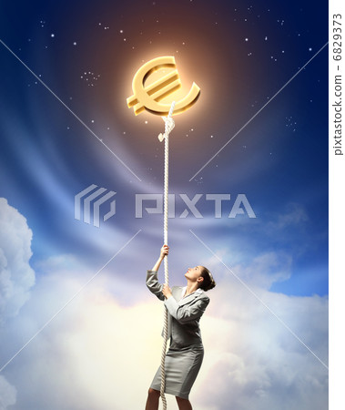 Image of businesswoman climbing the rope Image of businesswoman climbing the rope 6829373