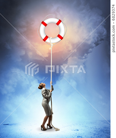 Image of businesswoman climbing the rope Image of businesswoman climbing the rope 6829374