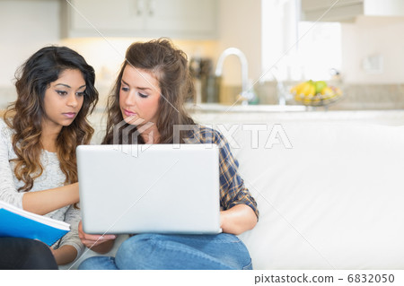 Girls working with laptop 6832050
