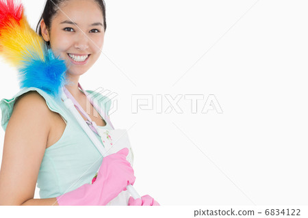 Happy woman with duster 6834122
