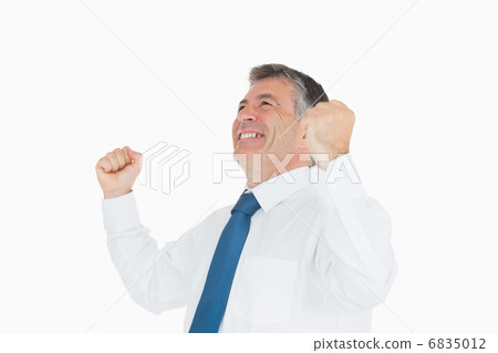Cheering man in shirt and tie 6835012