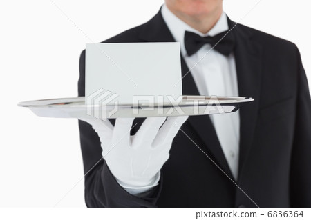 Silver tray with white card 6836364