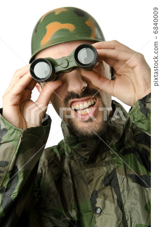 Funny soldier with binoculars 6840009