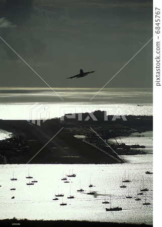 Princess Juliana Airport overlooking backlight B747 6845767