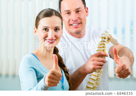Patient at the physiotherapy doing physical therapy Patient at the physiotherapy doing physical therapy 6846335