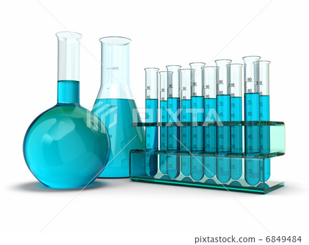 cientific research. Glass test tubes with reagent 6849484
