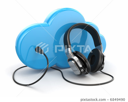 Cloud computing multimedia concept. Headphones and clouds. Cloud computing multimedia concept. Headphones and clouds. 6849490