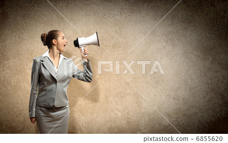 businesswoman with megaphone businesswoman with megaphone 6855620