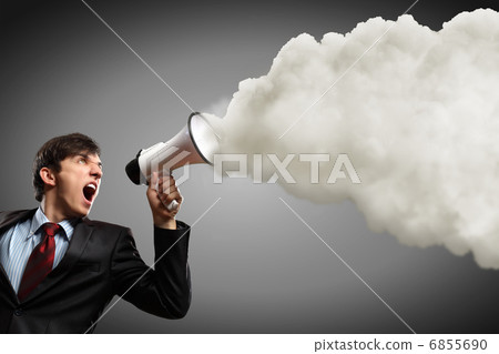 businessman with megaphone businessman with megaphone 6855690