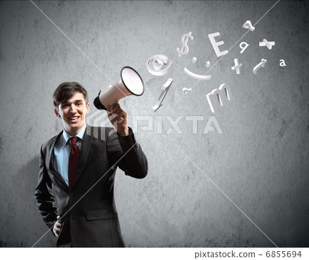 businessman with megaphone businessman with megaphone 6855694