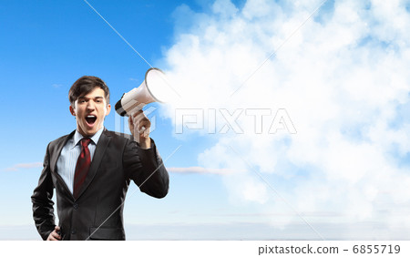 businessman with megaphone businessman with megaphone 6855719